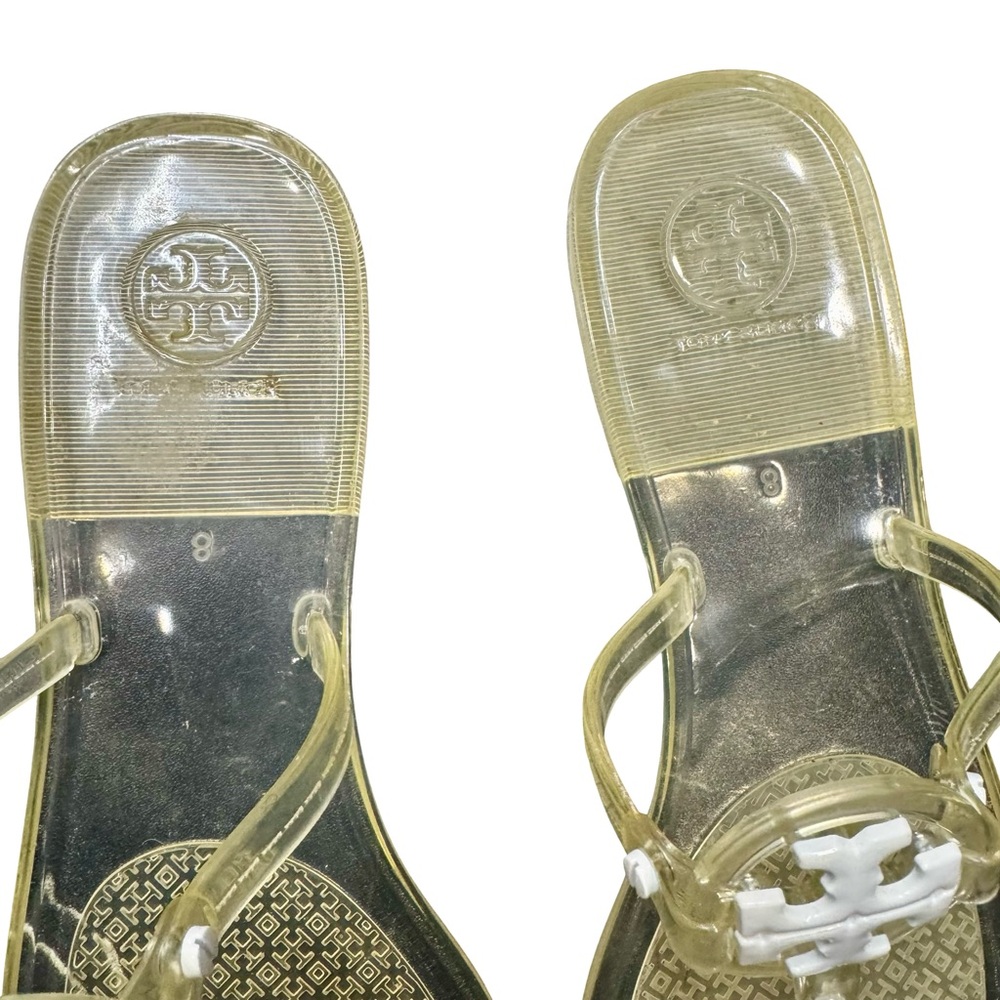 Tory Burch Transparent Yellow Sandals Womens 8 Designer Summer Slip Ons - Picture 5 of 7